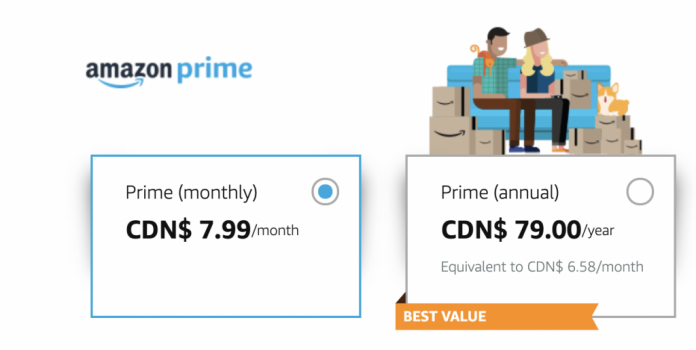 How much is amazon prime canada